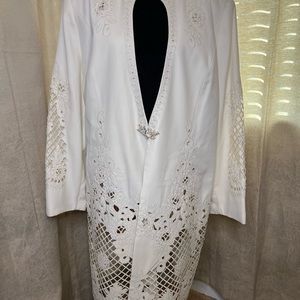 Moshita Couture 3 piece white church suit, plus size 26